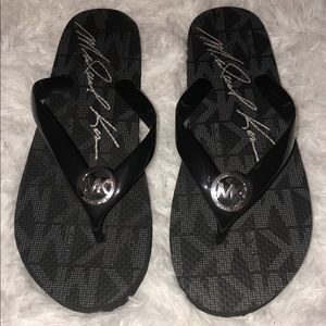 Black Micheal Kors Flip Flops